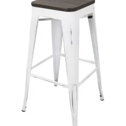 Oregon Vintage White Industrial Backless Barstool, 30 Opening Sales Barstools