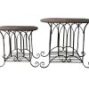 Outlet Oval Wood Top Gothic Table With Brown Arch Decorative Metal, Small Good Quality Accent Tables