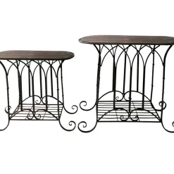 Sale Oval Wood Top Gothic Table With Brown Arch Decorative Metal, Large Exquisite Gifts Accent Tables