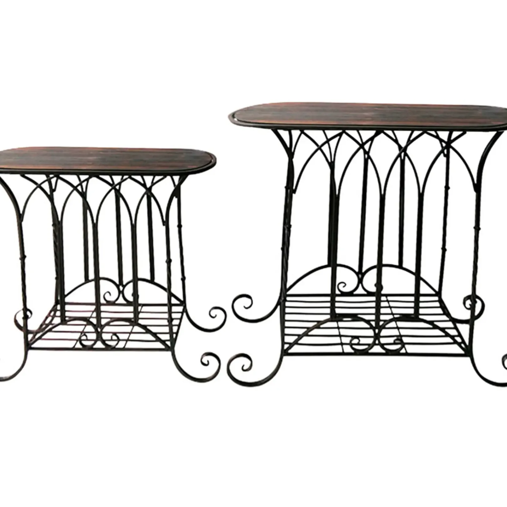 Sale Oval Wood Top Gothic Table With Brown Arch Decorative Metal, Large Exquisite Gifts Accent Tables