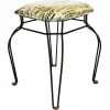 Discount Paris Post Matte Black Wire Vanity Stool/Taupe Printed Fabric Seat Gift Selection Stools & Benches