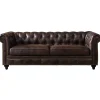 Hot Providence Chesterfield Brown Faux Leather Tufted Sofa, 79 Opening Sales Sofas & Settees & Loveseats