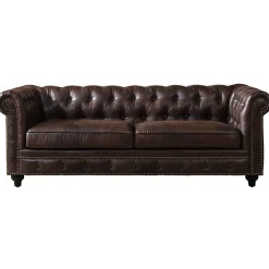 Hot Providence Chesterfield Brown Faux Leather Tufted Sofa, 79 Opening Sales Sofas & Settees & Loveseats