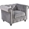 Providence Chesterfield Grey Velvet Tufted Chair Fashion Accent Chairs