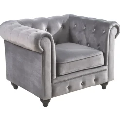 Providence Chesterfield Grey Velvet Tufted Chair Fashion Accent Chairs