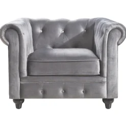 Providence Chesterfield Grey Velvet Tufted Chair Fashion Accent Chairs