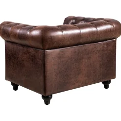 Sale Providence Chesterfield Tufted Brown Faux Leather Rolled Arm Chair Online Discount Accent Chairs