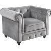 Online Providence Chesterfield Tufted Grey Velvet Rolled Arm Chair Discount Online Accent Chairs