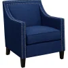 Hot Providence Erica Studded Accent Chair, Blue Outlet Accent Chairs