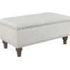 Online Providence Jasmine Linen Storage Ottoman, Beige Outlet Benches