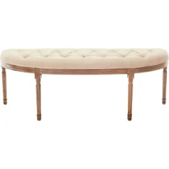 Clearance Providence Lourdes Tufted Curved Bench, Neutral Clearance Stools & Benches
