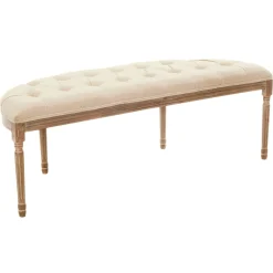 Clearance Providence Lourdes Tufted Curved Bench, Neutral Clearance Stools & Benches