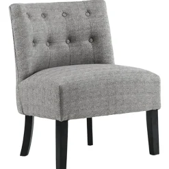 Rich Dark Grey Tufted Armless Accent Chair With Performance Fabric Opening Sales Accent Chairs