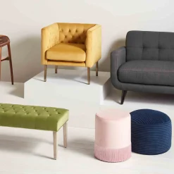 Online Ridgecrest Navy Plush Pouf, 20 Promotion Ottomans & Poufs