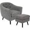 Best Rockwell Accent Chair & Ottoman Set, Salt & Pepper Opening Sales Accent Chairs