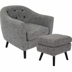 Best Rockwell Accent Chair & Ottoman Set, Salt & Pepper Opening Sales Accent Chairs