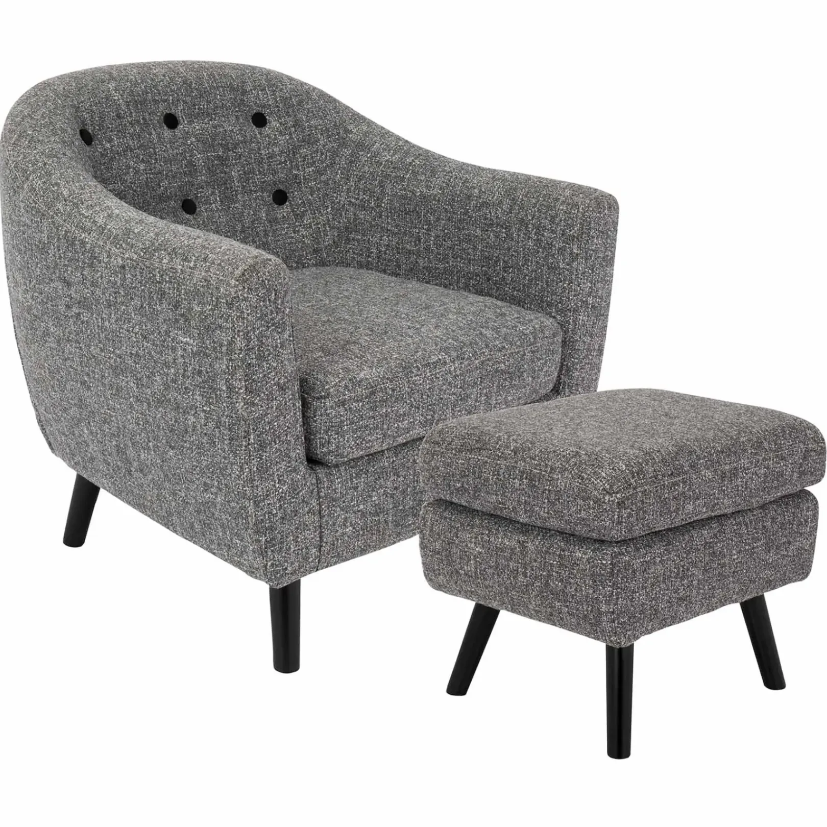 Best Rockwell Accent Chair & Ottoman Set, Salt & Pepper Opening Sales Accent Chairs