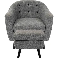 Best Rockwell Accent Chair & Ottoman Set, Salt & Pepper Opening Sales Accent Chairs