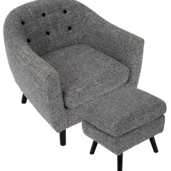 Best Rockwell Accent Chair & Ottoman Set, Salt & Pepper Opening Sales Accent Chairs