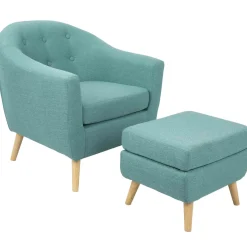 Outlet Rockwell Accent Chair & Ottoman Set, Teal Clearance Accent Chairs