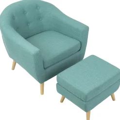 Outlet Rockwell Accent Chair & Ottoman Set, Teal Clearance Accent Chairs