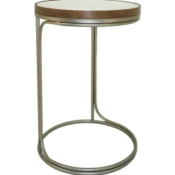 Outlet Round Clear-Top Metal C-Table, Small Opening Sales Accent Tables