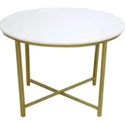 Online Round Gold Coffee Table With Marble Top Low Price Coffee & End Tables