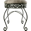 Online Round Metal Scroll Vanity Stool With French Script Cushion Flash Sale Stools & Benches