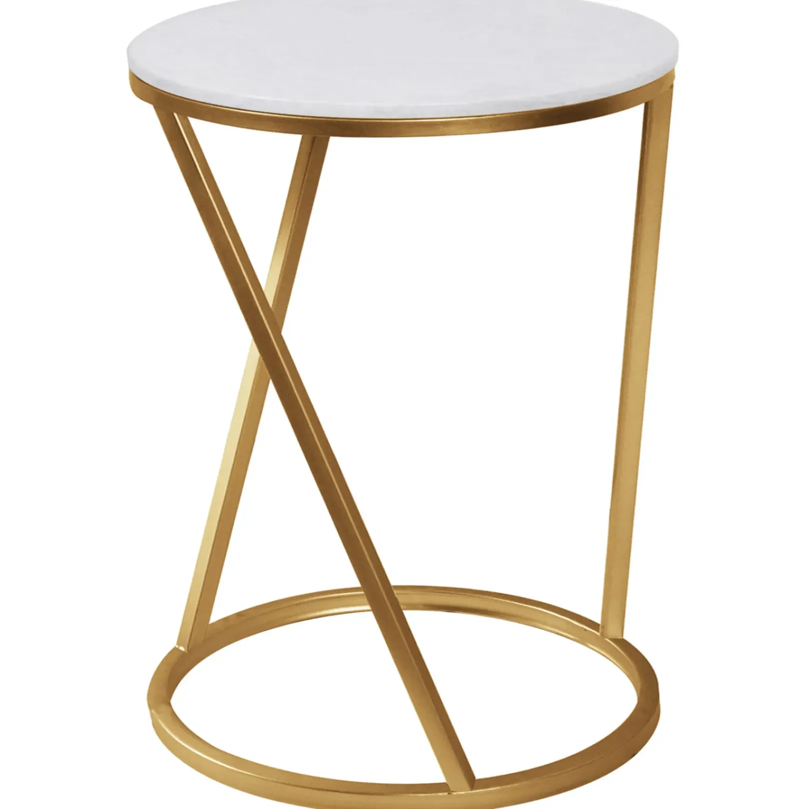 Outlet Round Quartz Top Accent Table With Gold Metal Base, Small Exquisite Gifts Accent Tables