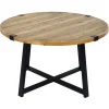 Discount Round Wood Top Coffee Table With Metal X Base Clearance Coffee & End Tables
