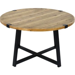 Discount Round Wood Top Coffee Table With Metal X Base Clearance Coffee & End Tables