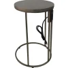 Hot Round Wood-Top Gold Metal C-Table With Usb Port, Large Good Quality Accent Tables