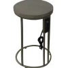 Online Round Wood-Top Gold Metal C-Table With Usb Port, Small Online Discount Accent Tables