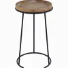 Round Wood-Top Metal C-Table Clearance Accent Tables
