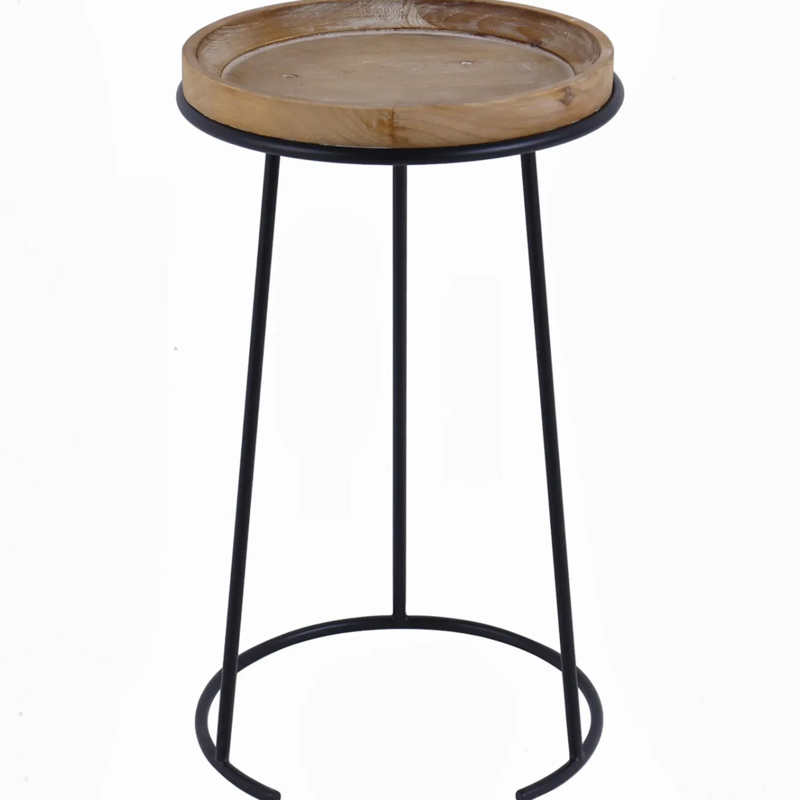 Round Wood-Top Metal C-Table Clearance Accent Tables