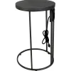 Best Round Wood-Top Silver Metal C-Table With Usb Port, Large Premium Accent Tables
