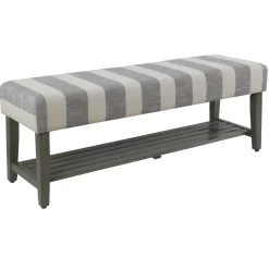 Sale Roxbury Grey Striped Bench Outlet Benches