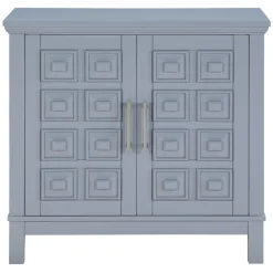 Clearance Sadie 2-Drawer Geometric Cabinet, Grey Bargain Sale Cabinets & Chests