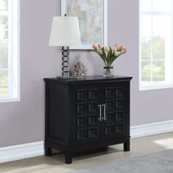 Outlet Sadie 2-Drawer Geometric Cabinet, Black Outlet Cabinets & Chests