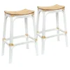Set Of 2 Indah Rattan Backless Barstool, White Online Discount Barstools