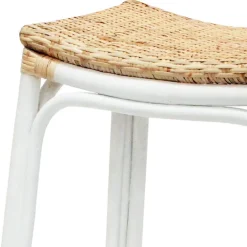 Set Of 2 Indah Rattan Backless Barstool, White Online Discount Barstools