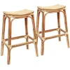 Discount Set Of 2 Indah Rattan Backless Barstool, Honey Bargain Sale Barstools