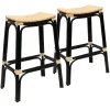 Sale Set Of 2 Indah Rattan Backless Barstool, Black Online Discount Barstools