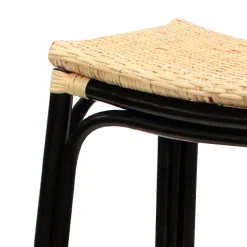 Sale Set Of 2 Indah Rattan Backless Barstool, Black Online Discount Barstools