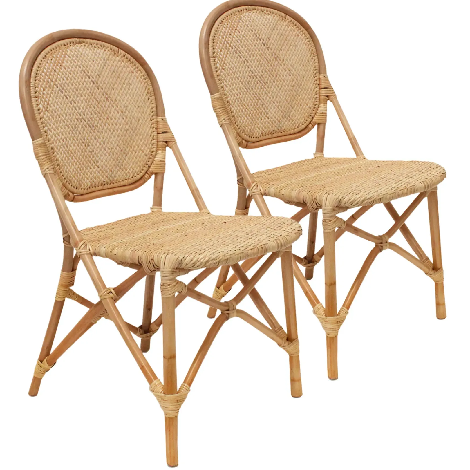 Clearance Set Of 2 Indah Rattan Bistro Dining Chairs Low Price Dining Chairs & Benches
