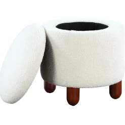 Clearance Shay White Storage Ottoman Discount Online Ottomans & Poufs
