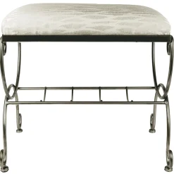 Clearance Silver & Ivory Vanity Bench Premium Stools & Benches