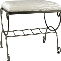 Clearance Silver & Ivory Vanity Bench Premium Stools & Benches