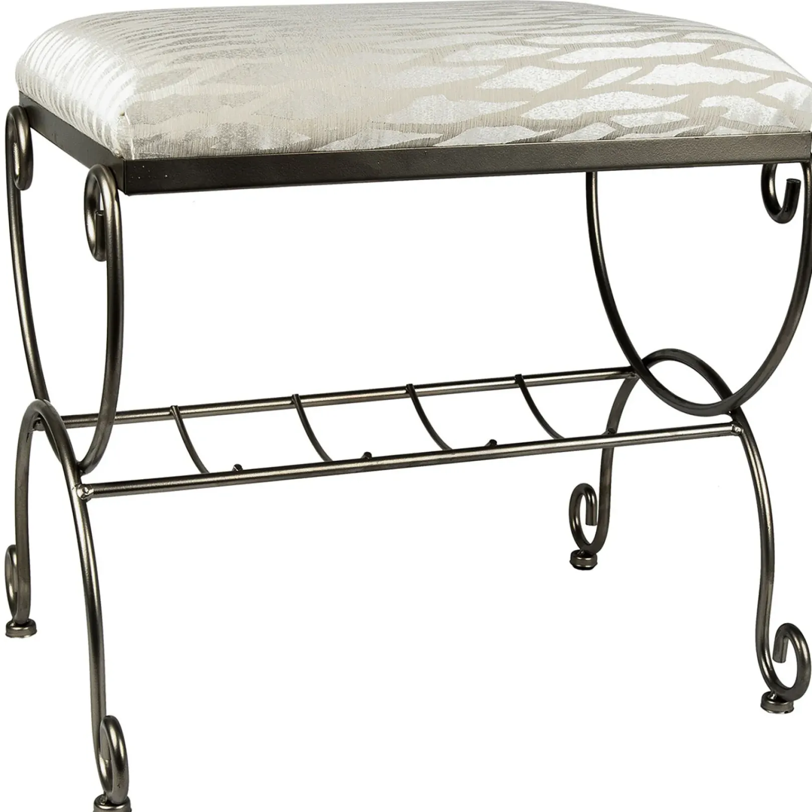 Clearance Silver & Ivory Vanity Bench Premium Stools & Benches