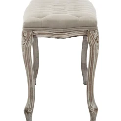 Best Simone Grey Linen Tufted Bench With Carved Reclaimed Wood Legs Outlet Benches